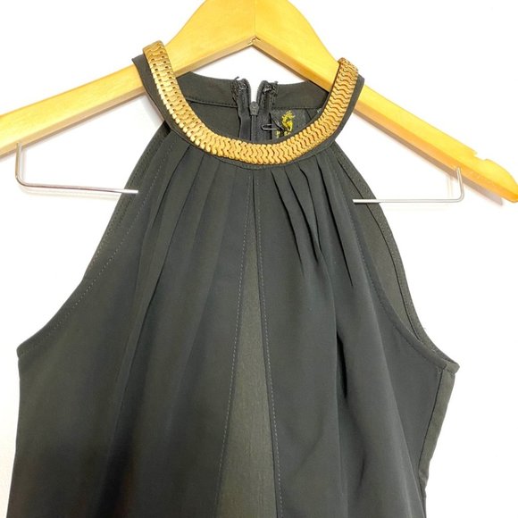 PASSION FUSION Black Maxi Dress Gold Trim - Picture 4 of 12